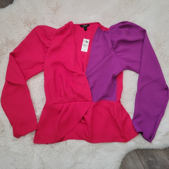 Express blouse size US S red and purple - Picture 3 of 5